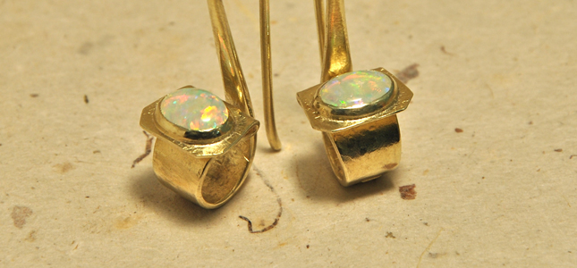 green gold and opals  | earrings