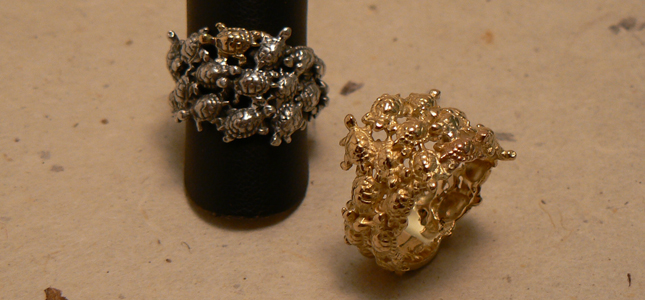 tartarughe argento e oro | anelli in oro